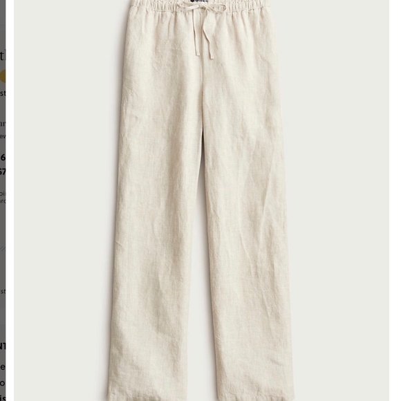 J Crew Flax Linen Soleil Pants Elastic Drawstring Waist SZ XS - Picture 3 of 13